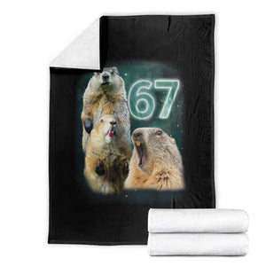 67 Meme Groundhog Throw Blanket Howling At The Moon Funny Six Seven Meme Ground Hog Day TS10 Black Print Your Wear