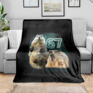 67 Meme Groundhog Throw Blanket Howling At The Moon Funny Six Seven Meme Ground Hog Day TS10 Print Your Wear