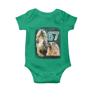 67 Meme Groundhog Baby Onesie Howling At The Moon Funny Six Seven Meme Ground Hog Day TS10 Irish Green Print Your Wear