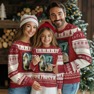 67 Meme Groundhog Ugly Christmas Sweater Howling At The Moon Funny Six Seven Meme Ground Hog Day TS10 Red Beige Print Your Wear
