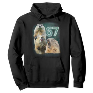 67 Meme Groundhog Hoodie Howling At The Moon Funny Six Seven Meme Ground Hog Day TS10 Black Print Your Wear