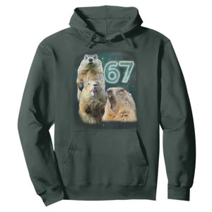 67 Meme Groundhog Hoodie Howling At The Moon Funny Six Seven Meme Ground Hog Day TS10 Dark Forest Green Print Your Wear