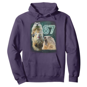 67 Meme Groundhog Hoodie Howling At The Moon Funny Six Seven Meme Ground Hog Day TS10 Purple Print Your Wear