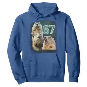 67 Meme Groundhog Hoodie Howling At The Moon Funny Six Seven Meme Ground Hog Day TS10 Royal Blue Print Your Wear