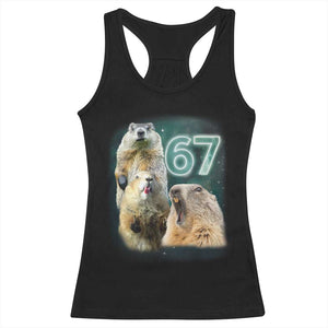 67 Meme Groundhog Racerback Tank Top Howling At The Moon Funny Six Seven Meme Ground Hog Day TS10 Black Print Your Wear
