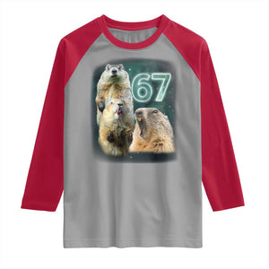 67 Meme Groundhog Raglan Shirt Howling At The Moon Funny Six Seven Meme Ground Hog Day TS10 Sport Gray Red Print Your Wear