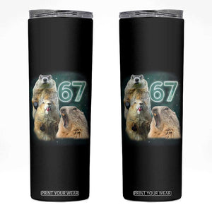 67 Meme Groundhog Skinny Tumbler Howling At The Moon Funny Six Seven Meme Ground Hog Day TS10 Black Print Your Wear