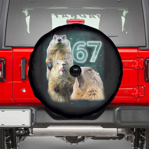67 Meme Groundhog Spare Tire Cover Howling At The Moon Funny Six Seven Meme Ground Hog Day TS10 Black Print Your Wear