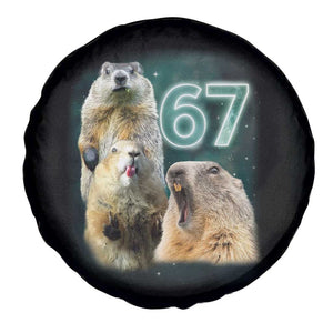 67 Meme Groundhog Spare Tire Cover Howling At The Moon Funny Six Seven Meme Ground Hog Day TS10 Print Your Wear