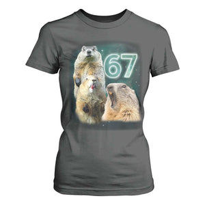 67 Meme Groundhog T Shirt For Women Howling At The Moon Funny Six Seven Meme Ground Hog Day TS10 Dark Heather Print Your Wear