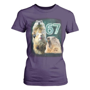 67 Meme Groundhog T Shirt For Women Howling At The Moon Funny Six Seven Meme Ground Hog Day TS10 Purple Print Your Wear