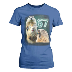 67 Meme Groundhog T Shirt For Women Howling At The Moon Funny Six Seven Meme Ground Hog Day TS10 Royal Blue Print Your Wear