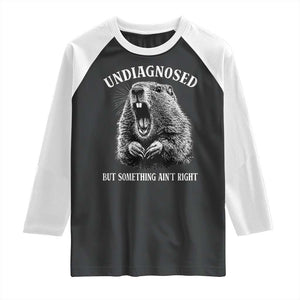 Funny Groundhog Meme Undiagnosed But Something Aint Right Raglan Shirt TS10 Black White Print Your Wear