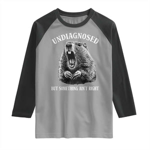 Funny Groundhog Meme Undiagnosed But Something Aint Right Raglan Shirt TS10 Sport Gray Black Print Your Wear