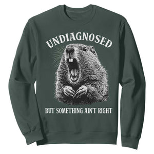 Funny Groundhog Meme Undiagnosed But Something Aint Right Sweatshirt TS10 Dark Forest Green Print Your Wear