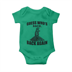 Funny Groundhog Day Baby Onesie Retro Guess Whos Back TS10 Irish Green Print Your Wear