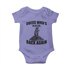 Funny Groundhog Day Baby Onesie Retro Guess Whos Back TS10 Violet Print Your Wear