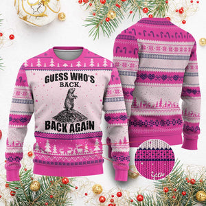 Funny Groundhog Day Ugly Christmas Sweater Retro Guess Whos Back TS10 Hot Pink Print Your Wear
