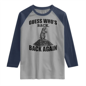 Funny Groundhog Day Raglan Shirt Retro Guess Whos Back TS10 Sport Gray Navy Print Your Wear