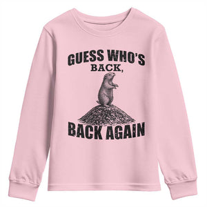 Funny Groundhog Day Youth Sweatshirt Retro Guess Whos Back TS10 Light Pink Print Your Wear