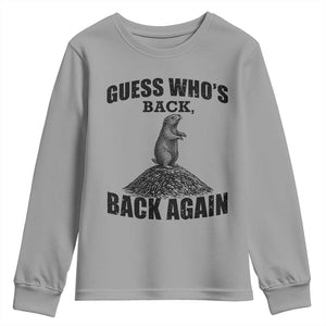 Funny Groundhog Day Youth Sweatshirt Retro Guess Whos Back TS10 Sport Gray Print Your Wear