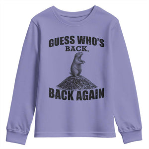 Funny Groundhog Day Youth Sweatshirt Retro Guess Whos Back TS10 Violet Print Your Wear