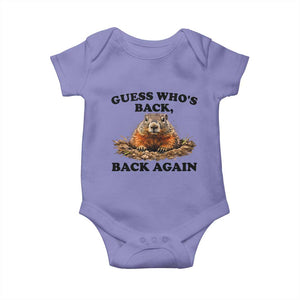Groundhog Day Baby Onesie Funny Woodchuck Guess Whos Back TS10 Violet Print Your Wear