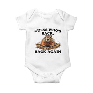 Groundhog Day Baby Onesie Funny Woodchuck Guess Whos Back TS10 White Print Your Wear
