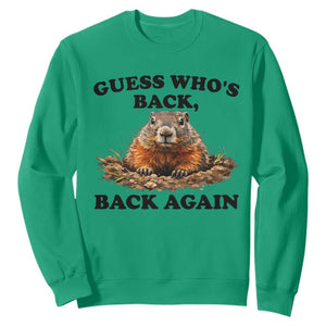 Groundhog Day Sweatshirt Funny Woodchuck Guess Whos Back TS10 Irish Green Print Your Wear