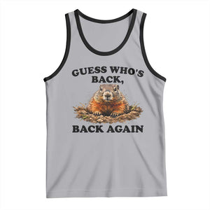 Groundhog Day Tank Top Funny Woodchuck Guess Whos Back TS10 Athletic Heather Black Print Your Wear