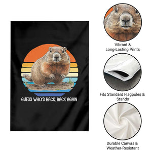 Groundhog Day Garden Flag Retro Vintage Funny Woodchuck Guess Whos Back TS10 Print Your Wear