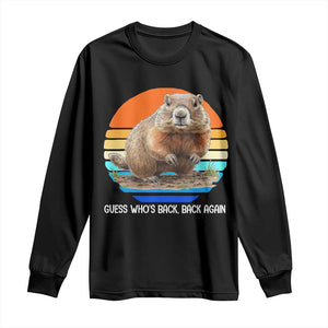 Groundhog Day Long Sleeve Shirt Retro Vintage Funny Woodchuck Guess Whos Back TS10 Black Print Your Wear