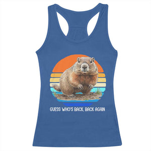 Groundhog Day Racerback Tank Top Retro Vintage Funny Woodchuck Guess Whos Back TS10 Royal Blue Print Your Wear