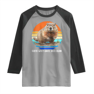 Groundhog Day Raglan Shirt Retro Vintage Funny Woodchuck Guess Whos Back TS10 Sport Gray Black Print Your Wear