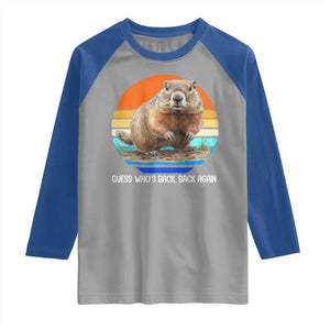 Groundhog Day Raglan Shirt Retro Vintage Funny Woodchuck Guess Whos Back TS10 Sport Gray Royal Print Your Wear