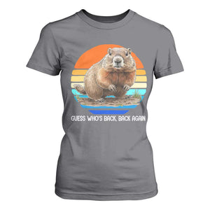 Groundhog Day T Shirt For Women Retro Vintage Funny Woodchuck Guess Whos Back TS10 Charcoal Print Your Wear