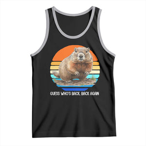 Groundhog Day Tank Top Retro Vintage Funny Woodchuck Guess Whos Back TS10 Black Athletic Heather Print Your Wear