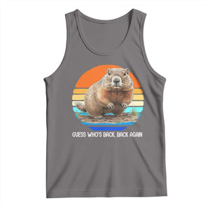 Groundhog Day Tank Top Retro Vintage Funny Woodchuck Guess Whos Back TS10 Deep Heather Print Your Wear
