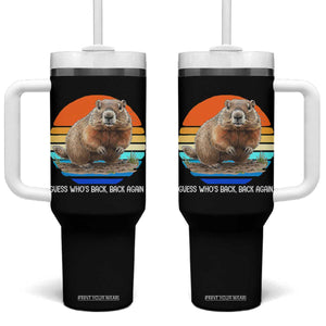 Groundhog Day Tumbler With Handle Retro Vintage Funny Woodchuck Guess Whos Back TS10 One Size: 40 oz Black Print Your Wear