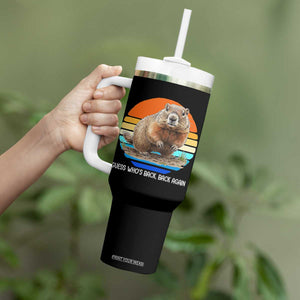 Groundhog Day Tumbler With Handle Retro Vintage Funny Woodchuck Guess Whos Back TS10 Print Your Wear