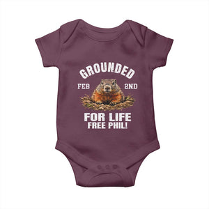 Funny Groundhog Baby Onesie Grounded For Life Ground Hog Day TS10 Maroon Print Your Wear