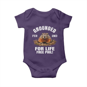 Funny Groundhog Baby Onesie Grounded For Life Ground Hog Day TS10 Purple Print Your Wear