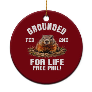 Funny Groundhog Ceramic Ornament Grounded For Life Ground Hog Day TS10 1pc Red Print Your Wear