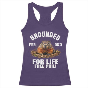 Funny Groundhog Racerback Tank Top Grounded For Life Ground Hog Day TS10 Purple Print Your Wear