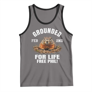 Funny Groundhog Tank Top Grounded For Life Ground Hog Day TS10 Deep Heather Black Print Your Wear