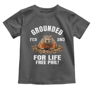 Funny Groundhog Toddler T Shirt Grounded For Life Ground Hog Day TS10 Dark Heather Print Your Wear