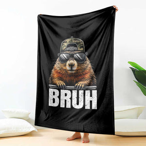 Bruh Groundhog Throw Blanket Funny Woodchuck Camo Hat Youth Teens Kids Slang TS10 Print Your Wear