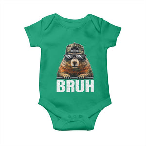 Bruh Groundhog Baby Onesie Funny Woodchuck Camo Hat Youth Teens Kids Slang TS10 Irish Green Print Your Wear