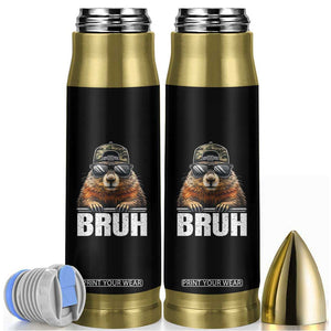 Bruh Groundhog Bullet Tumbler Funny Woodchuck Camo Hat Youth Teens Kids Slang TS10 Black Print Your Wear