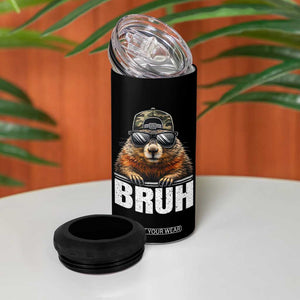 Bruh Groundhog 4 in 1 Can Cooler Tumbler Funny Woodchuck Camo Hat Youth Teens Kids Slang TS10 Print Your Wear